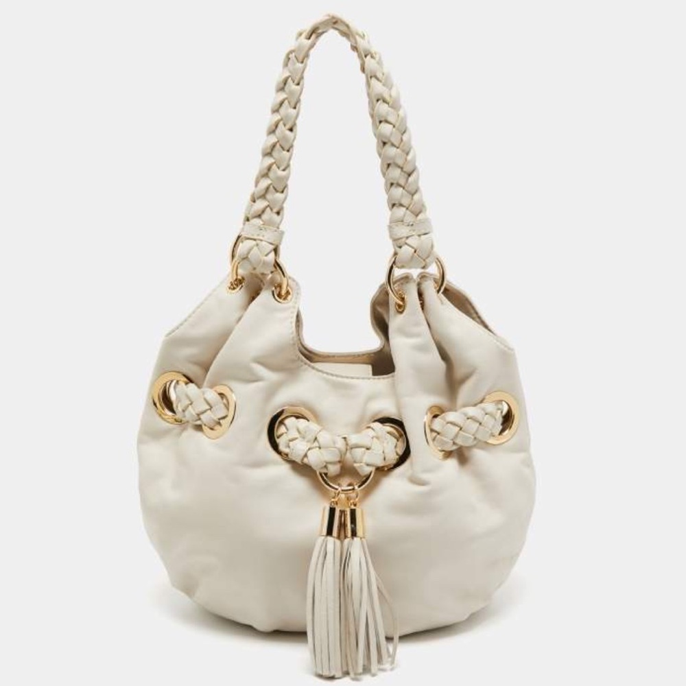 MICHEAL Micheal Kors Cream Leather Hobo Bag